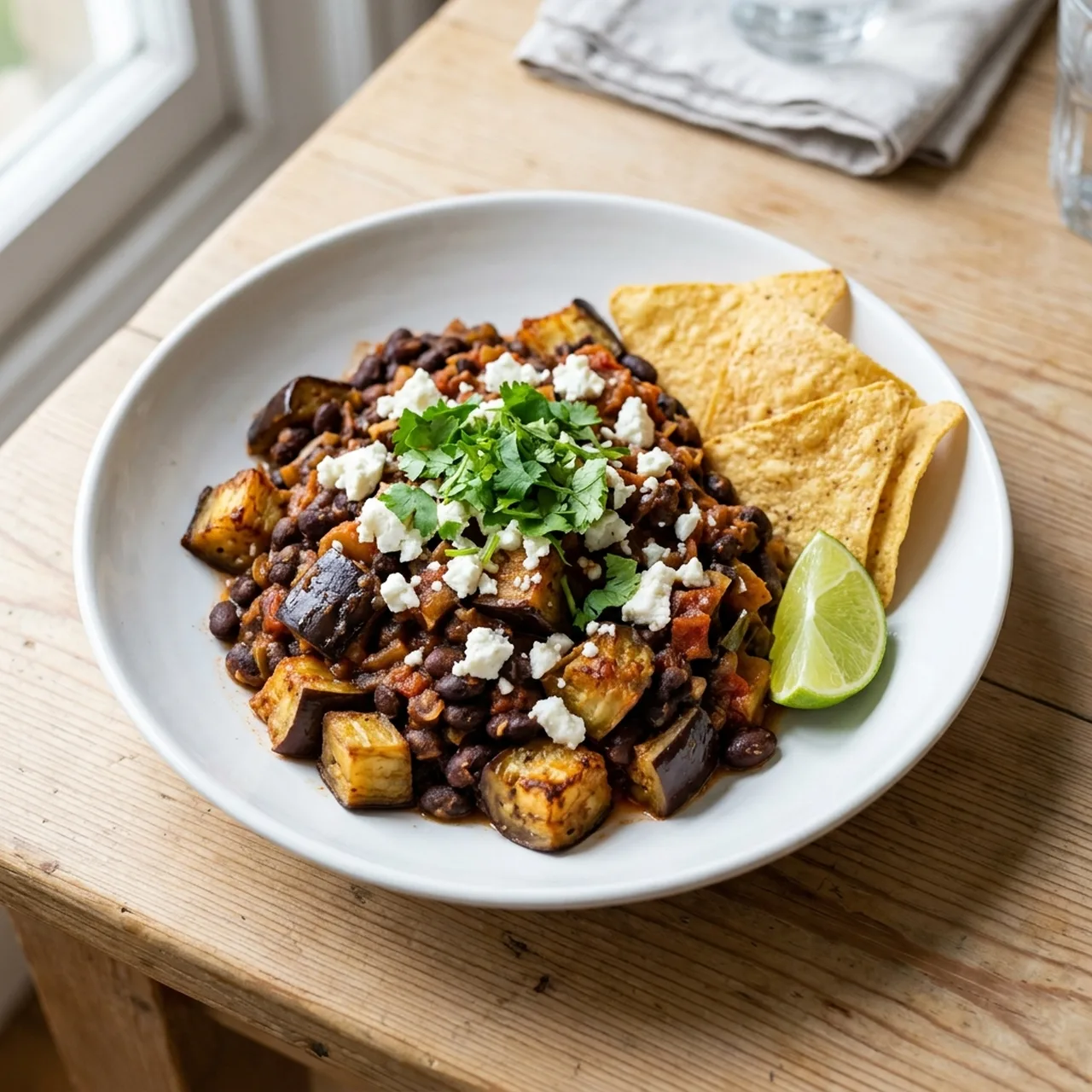 Aubergine and Black Bean Bowl