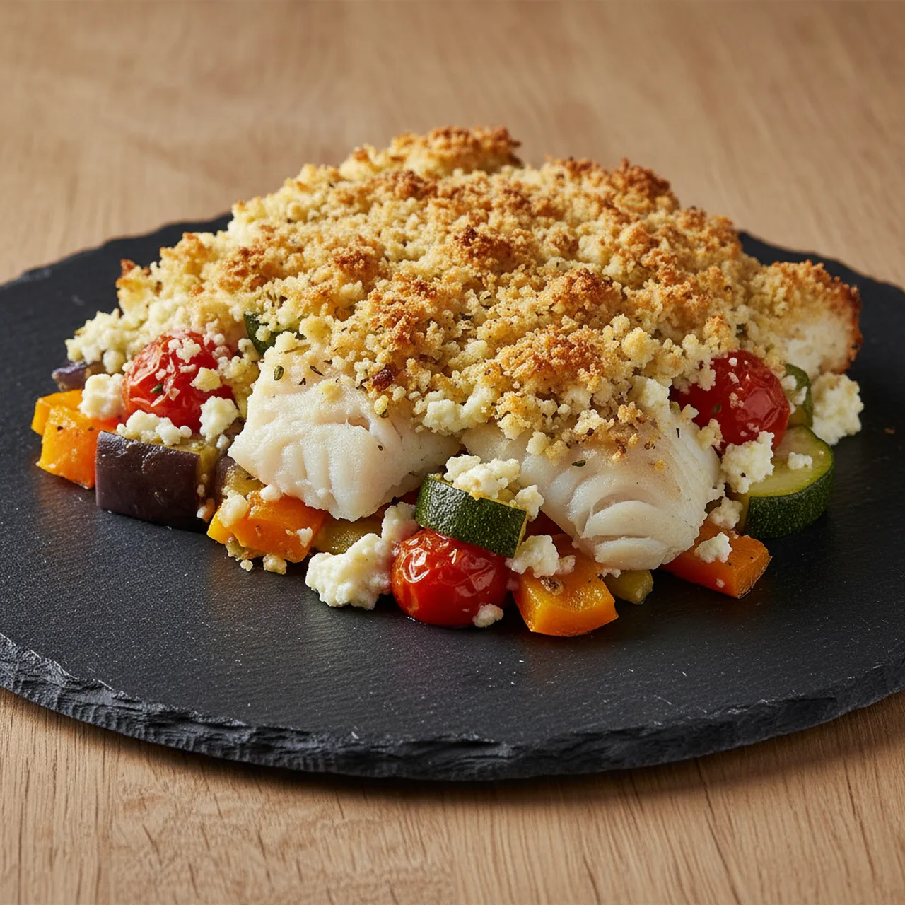Baked Cod and Vegetable Feta Casserole