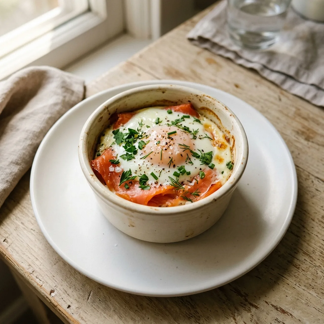 Baked Eggs with Smoked Salmon
