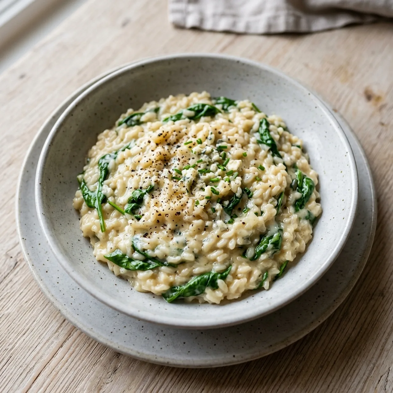 Blue Cheese Risotto with Spinach