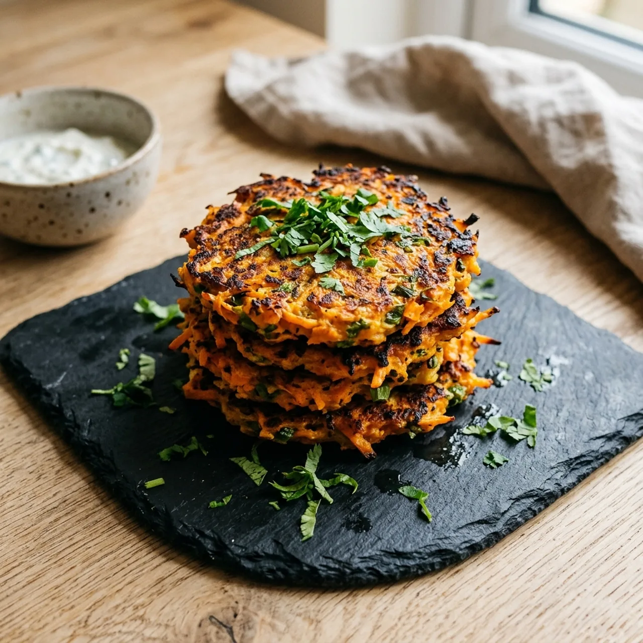 Carrot and Coriander Fritters