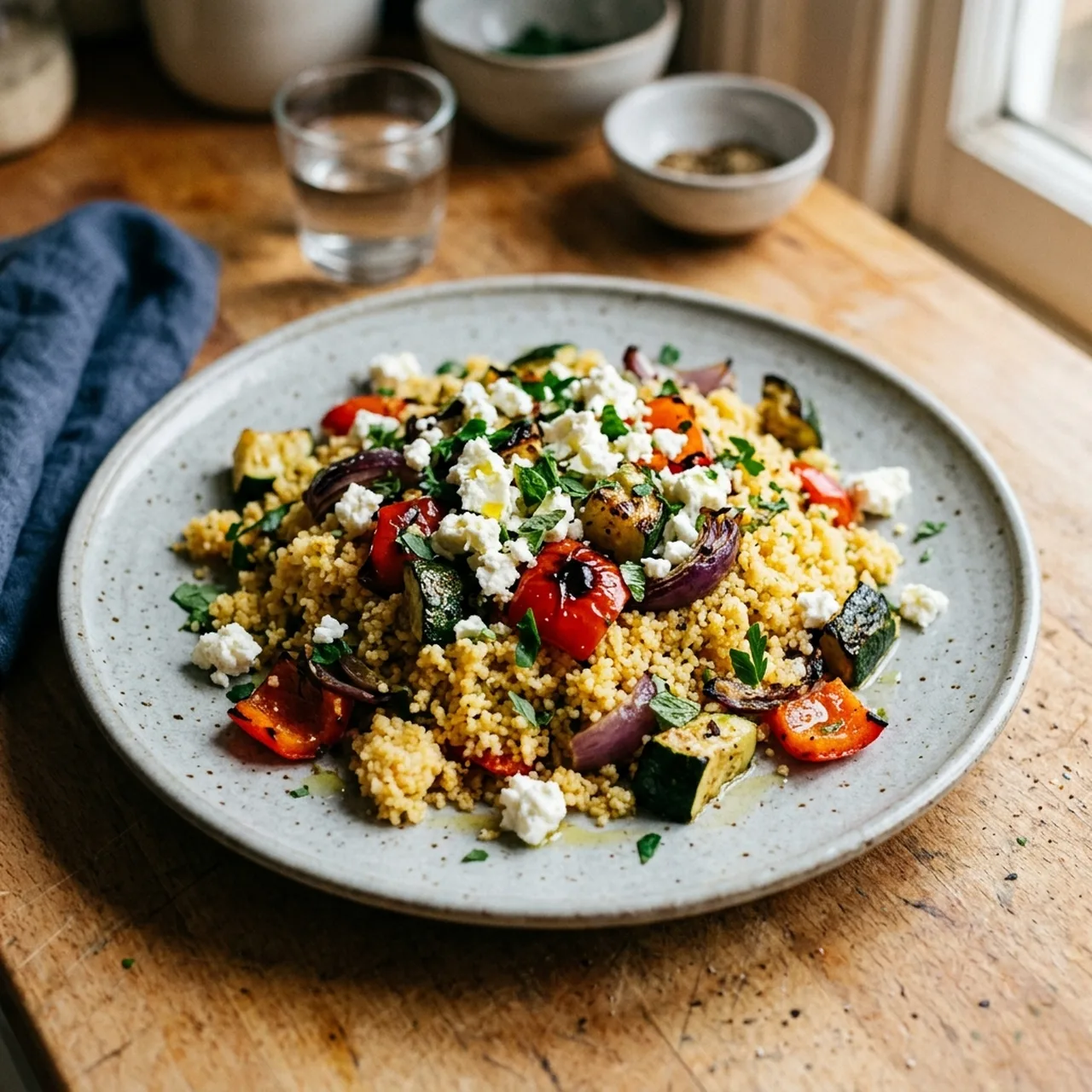 Charred Vegetable and Feta Couscous