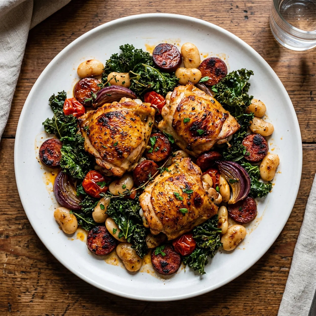 Chicken & Chorizo Traybake with Crispy Kale and Butterbeans
