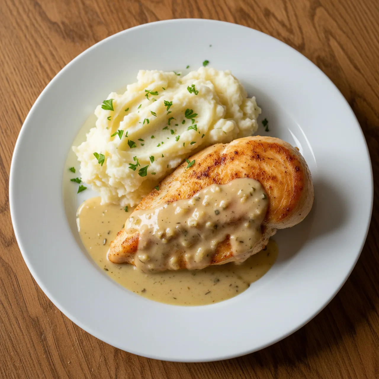 Chicken with Creamy Dijon Sauce and Mashed Potatoes