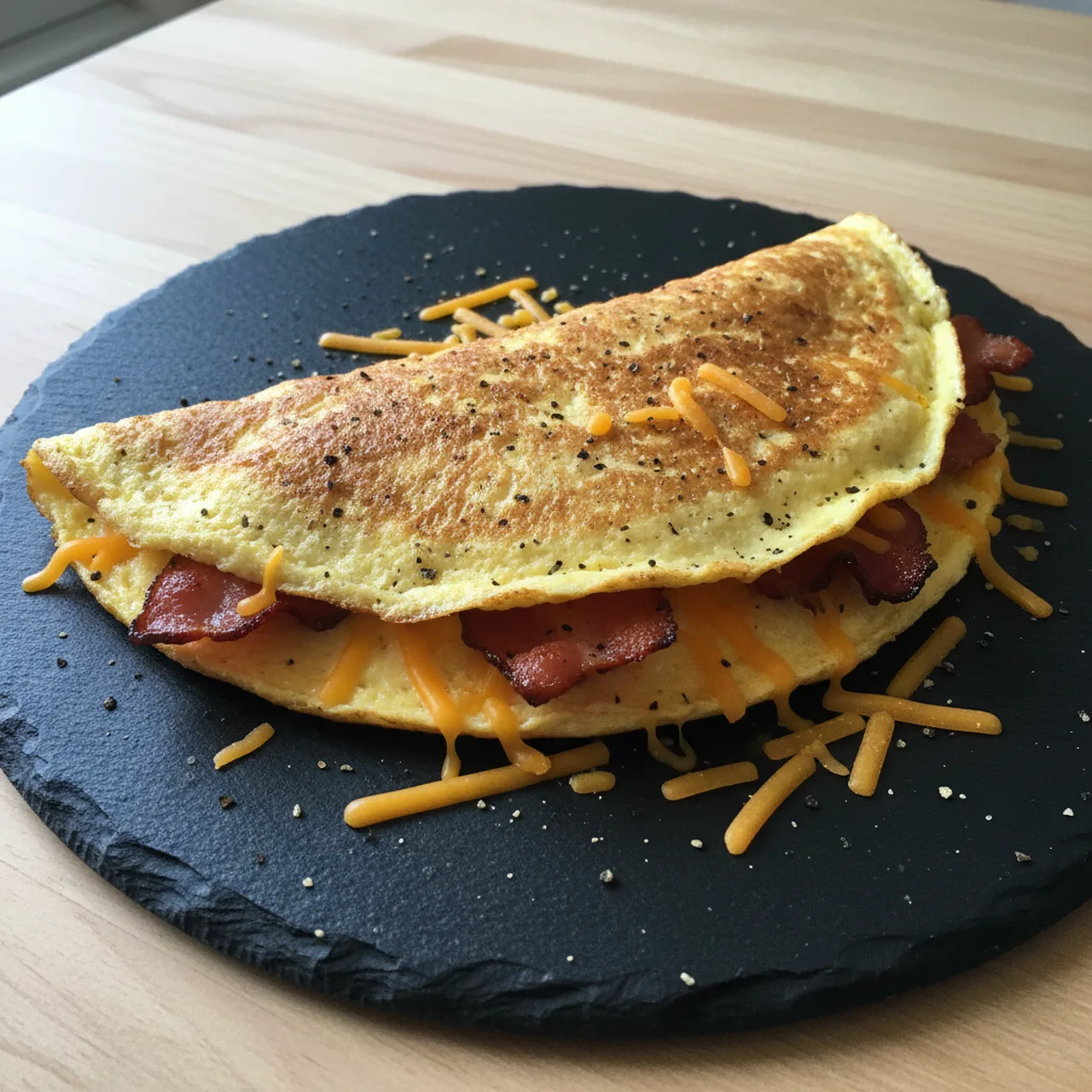 Cottage Cheese Omelette with Bacon and Cheddar