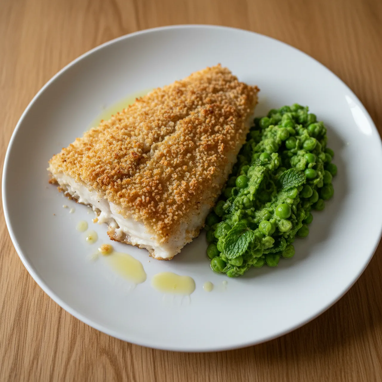 Crispy Baked Haddock with Minted Peas