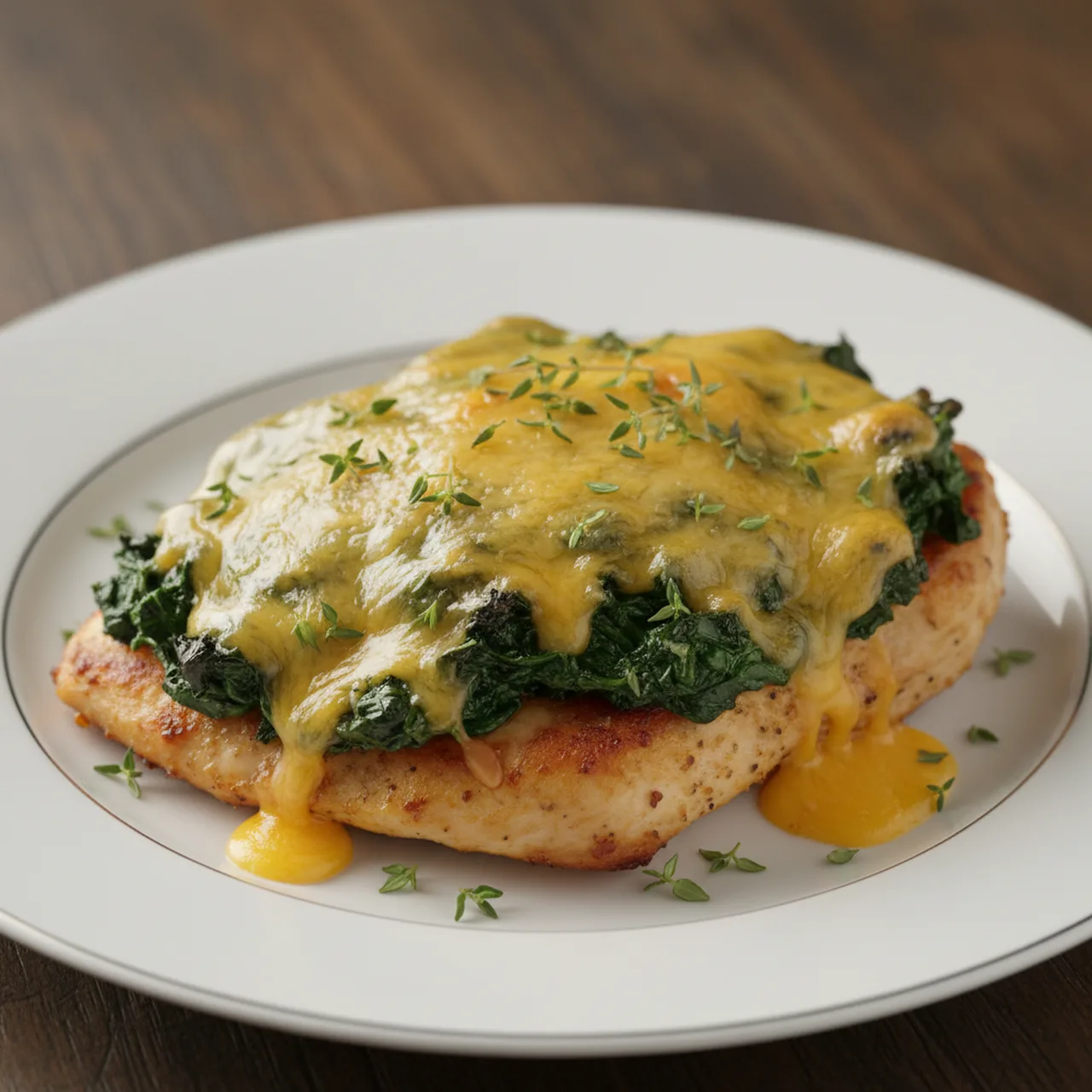 Garlic Spinach & Cheese Smothered Chicken