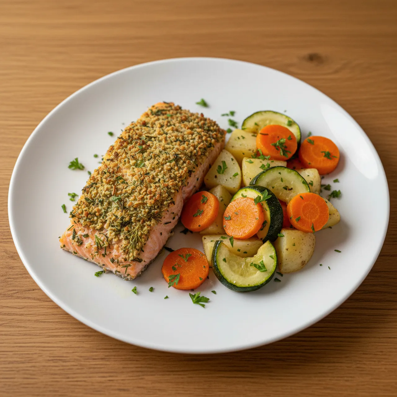 Herb-Crusted Salmon with Roasted Vegetables