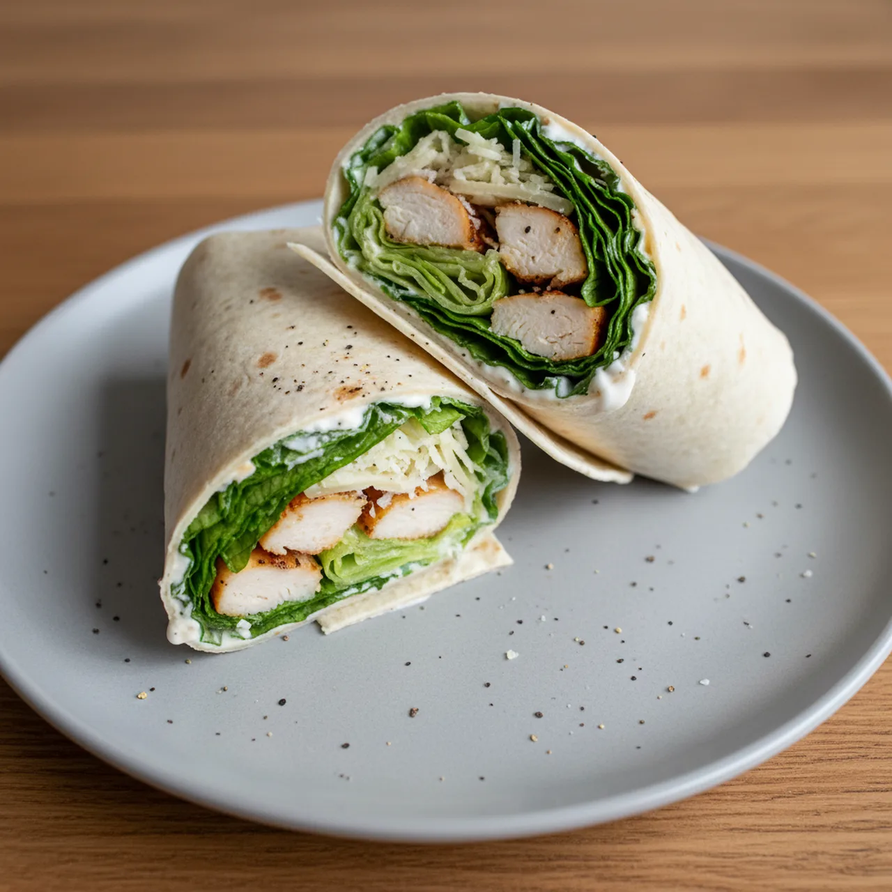 High Protein Chicken Caesar Salad Wrap