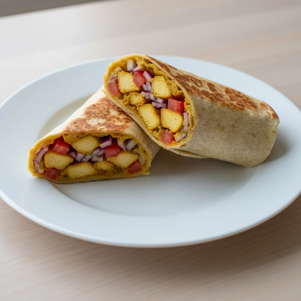 High Protein Curry Chicken Wrap