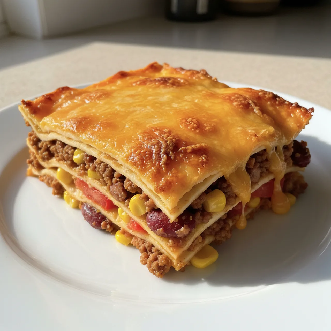 High Protein Mexican Mince Lasagna