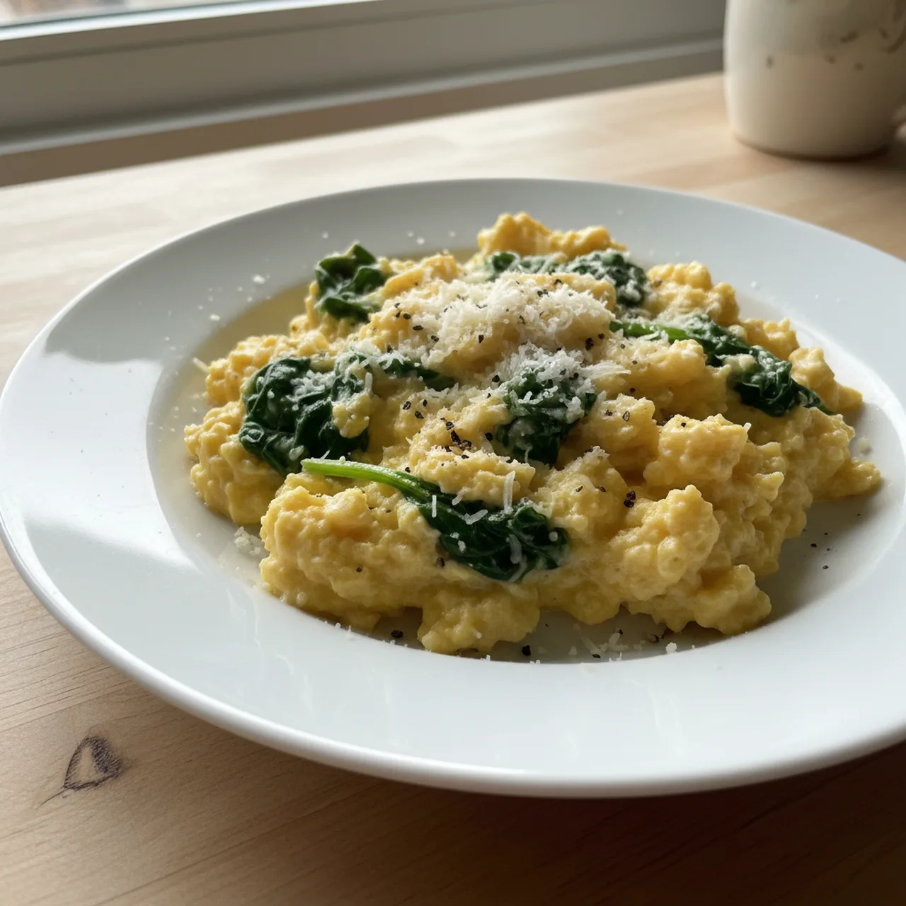 Italian Scrambled Eggs with Spinach and Parmesan