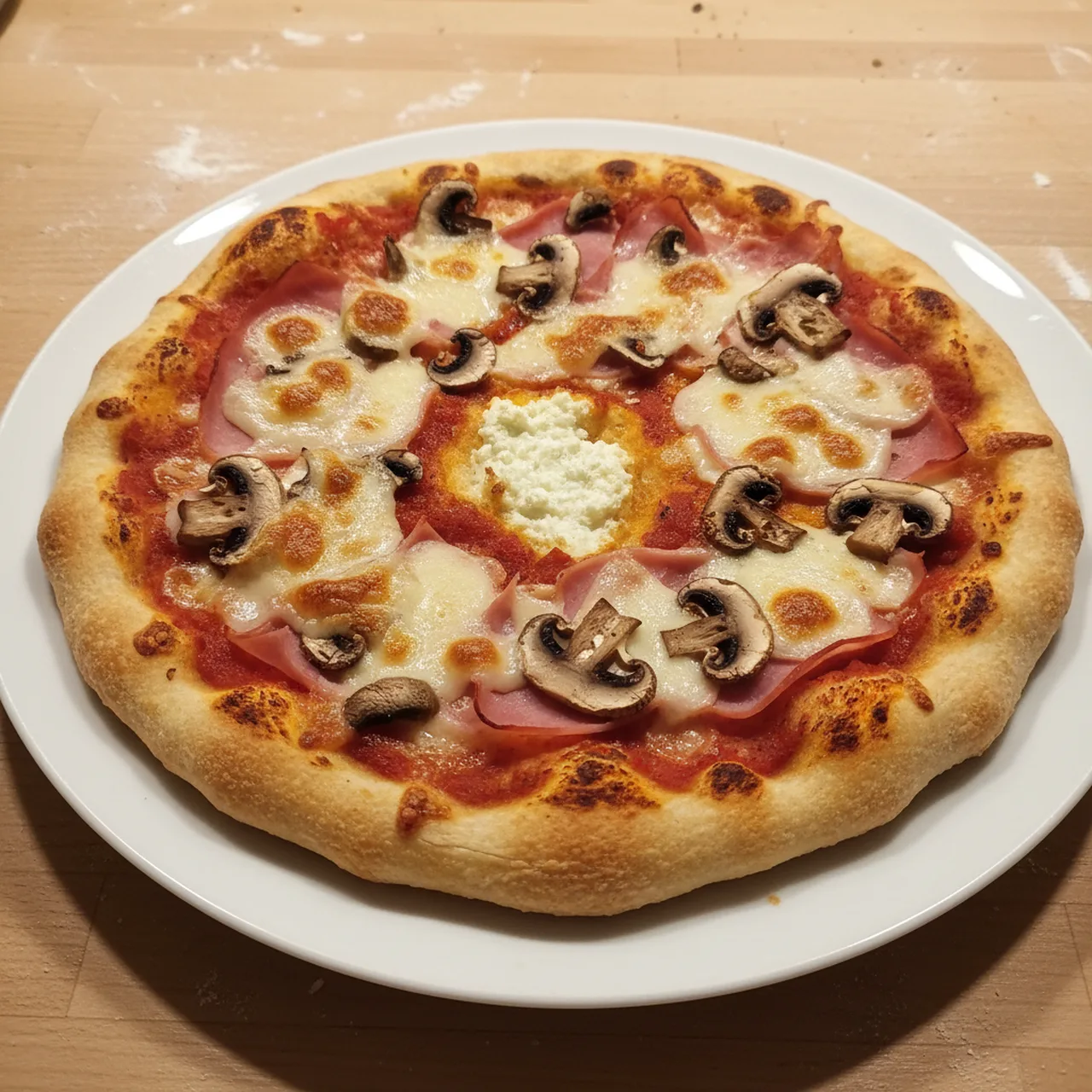 Keto-Friendly Ham and Mushroom Cottage Cheese Pizza