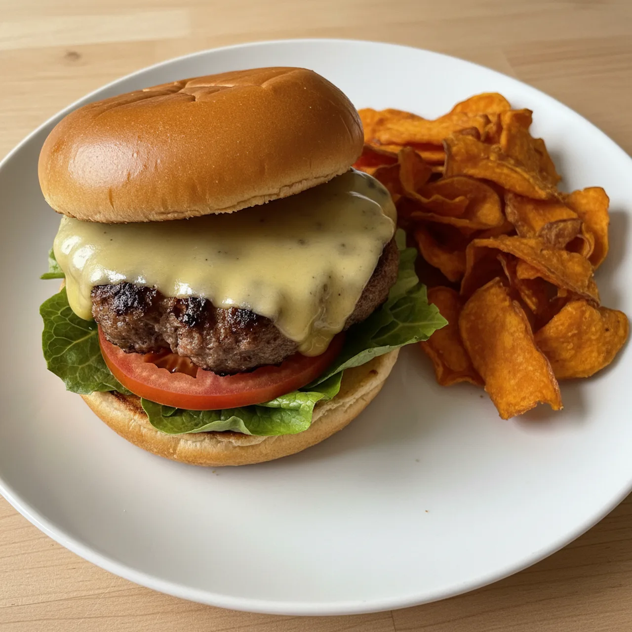 Lamb Smash Burger with Sweet Potato Chips