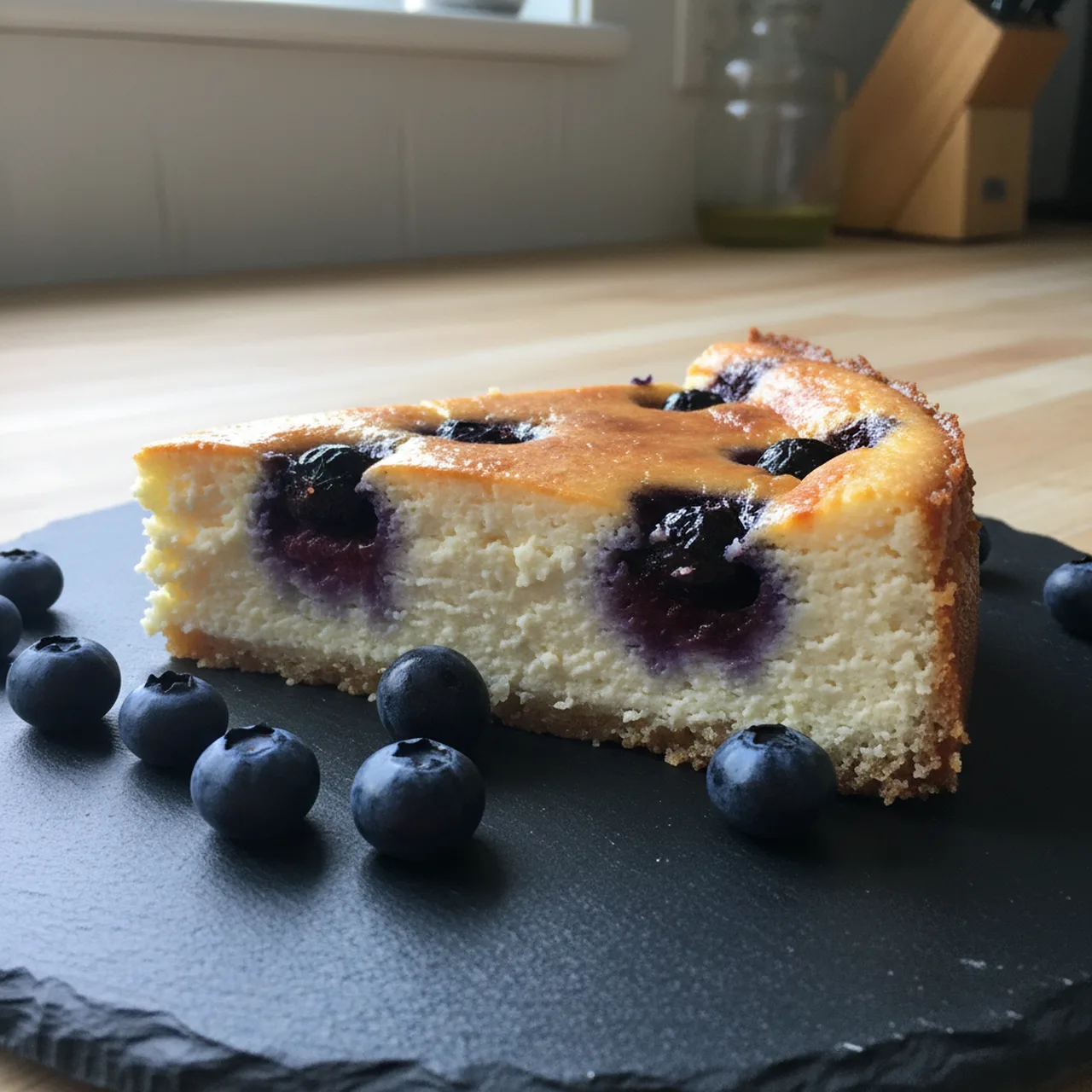 Low Carb Blueberry Cottage Cheese Cheesecake