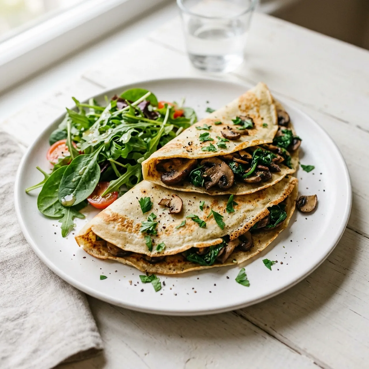 Mushroom and Spinach Pancakes