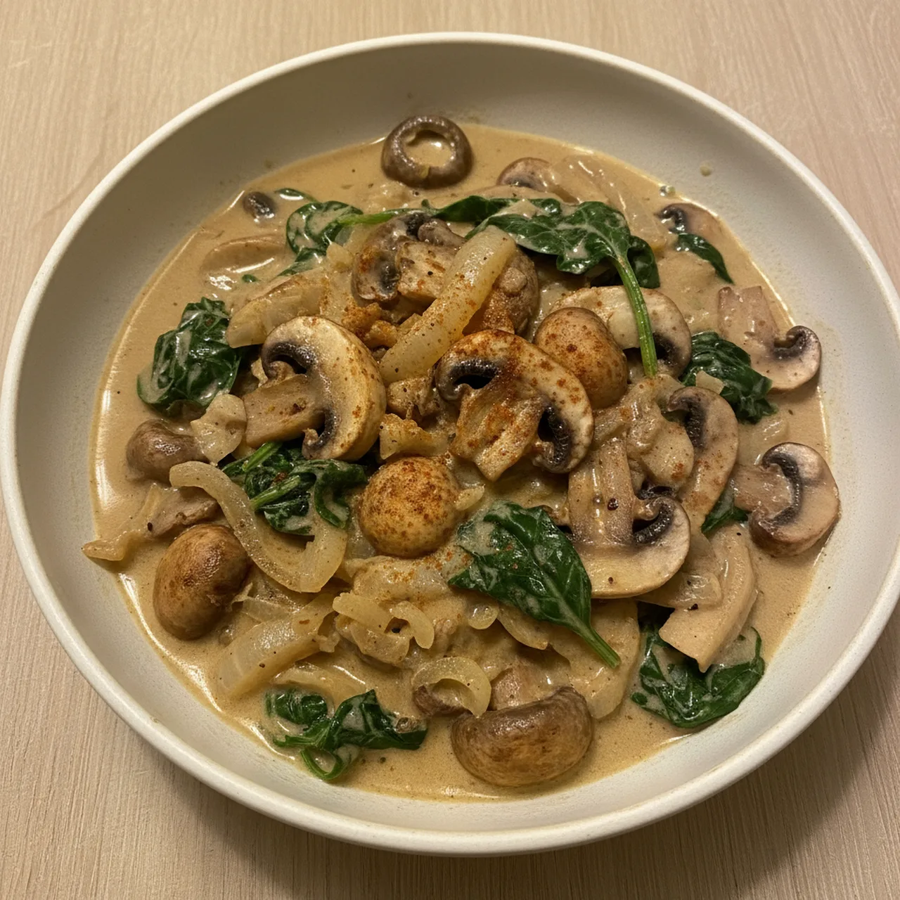 Mushroom and Spinach Stroganoff