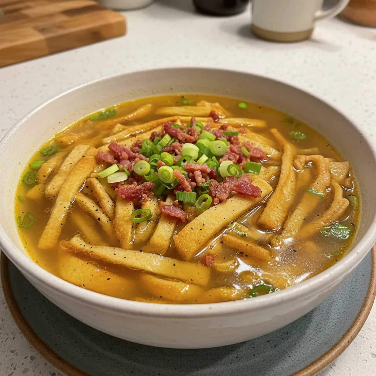 Nutmeg Pancake Soup with Bacon Essence