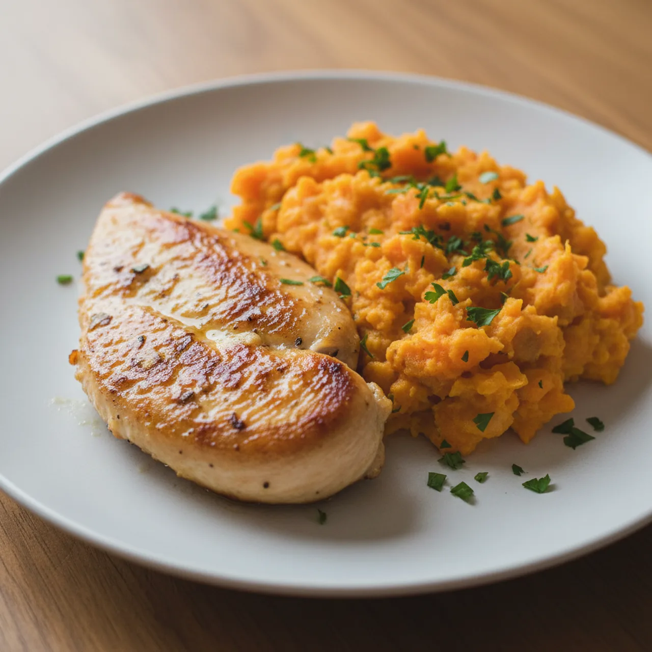 Pan-Fried Lemon Garlic Chicken with Veggie Mash