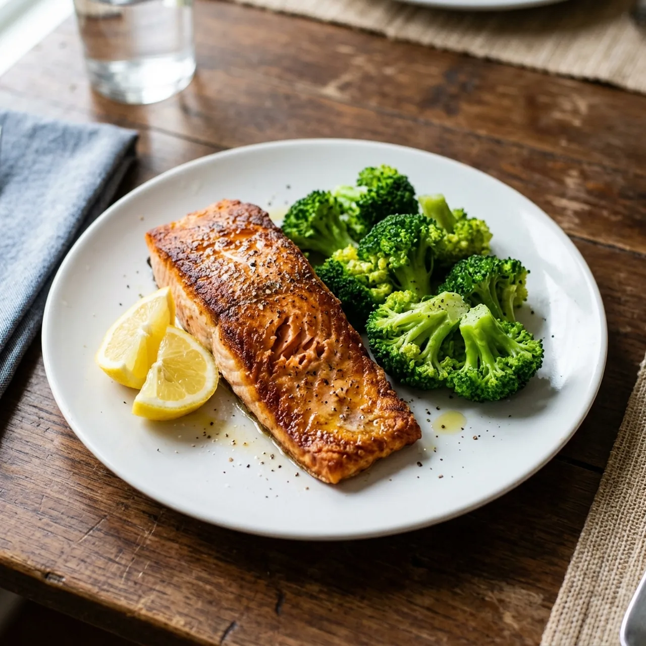 Pan-fried Salmon with Broccoli