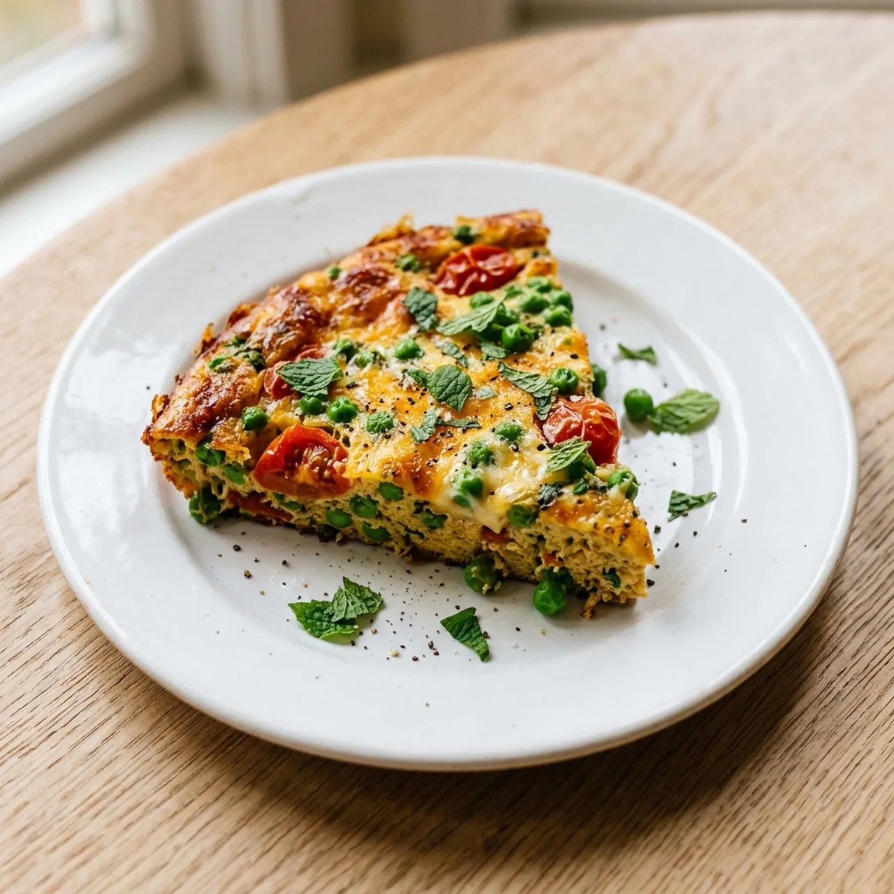 Pea, Mint and Cheddar Frittata