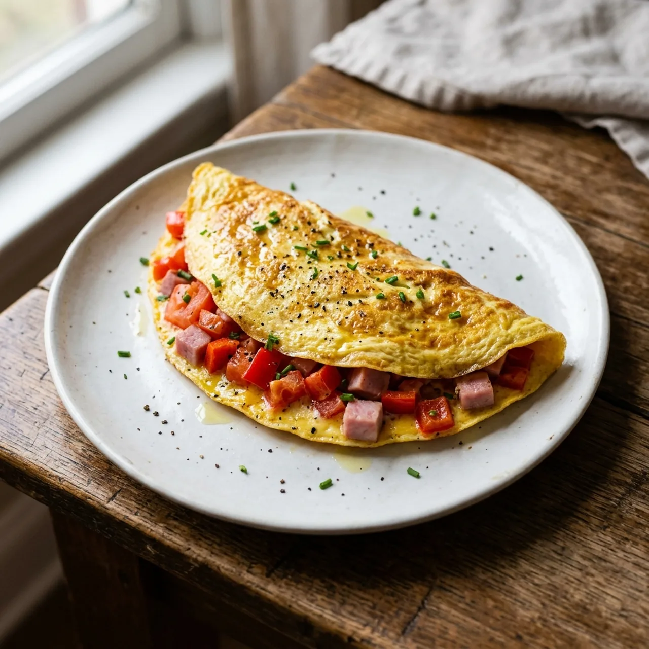 Pepper, Tomato & Ham Omelette