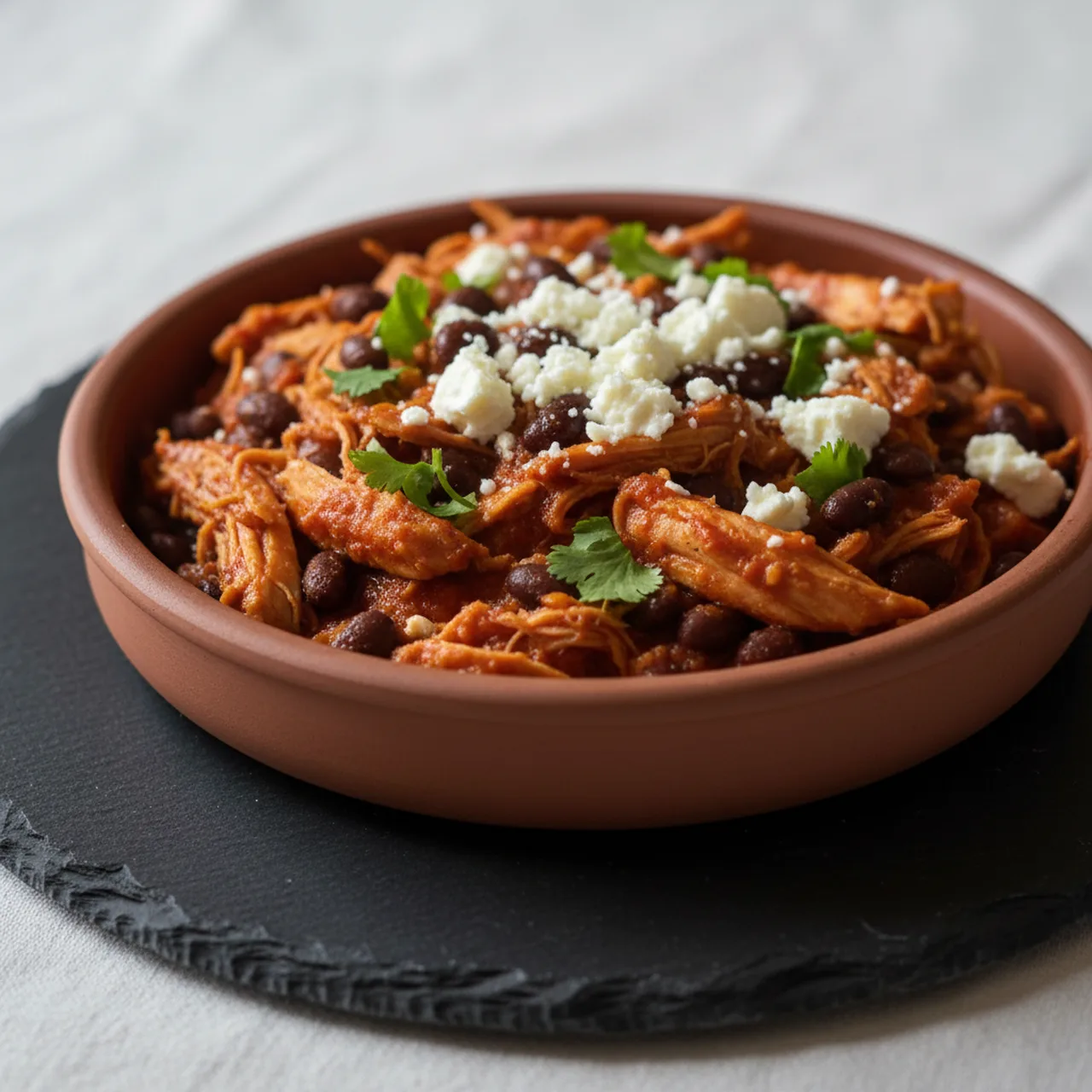 Pulled Chili Chicken with Black Beans
