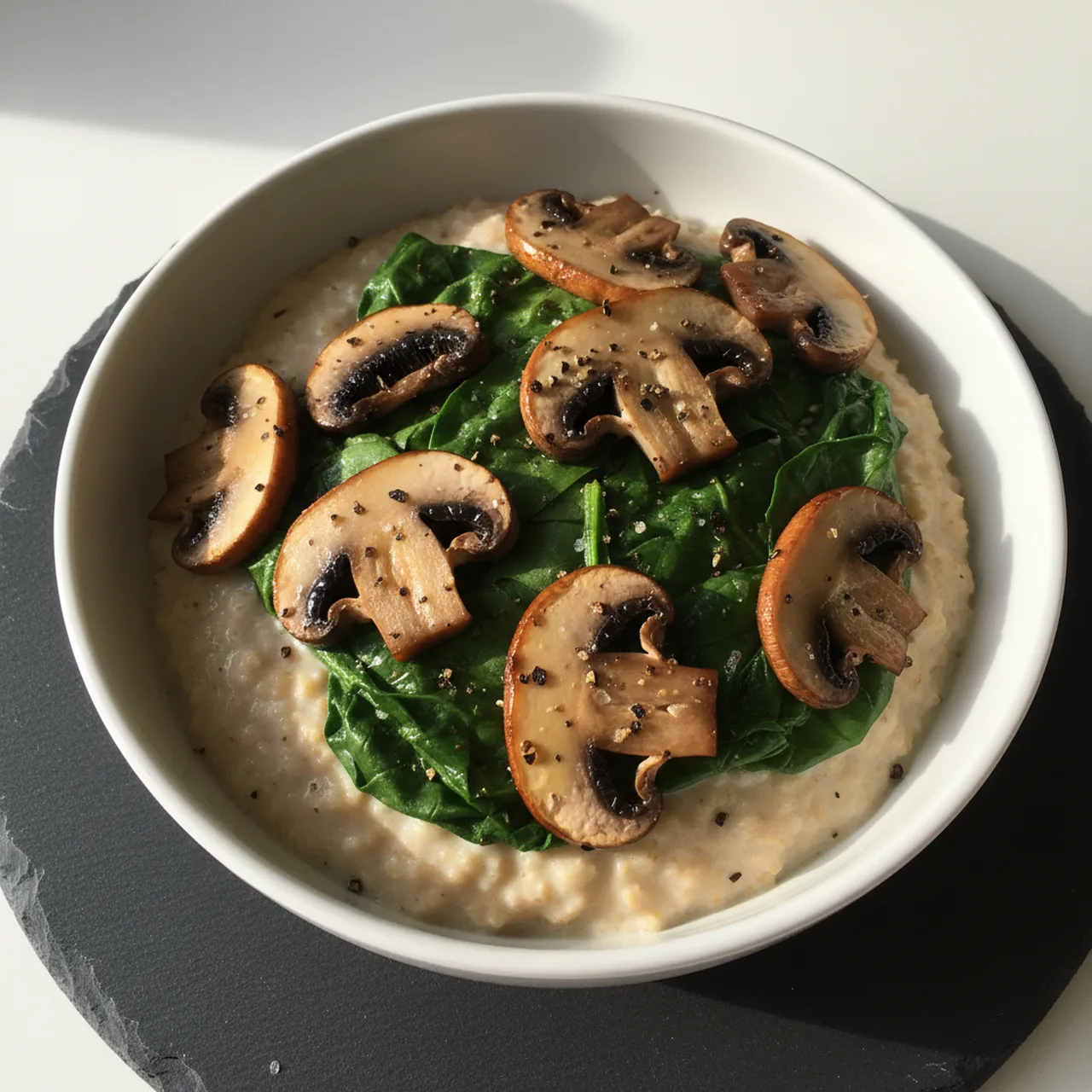 Savoury Mushroom and Spinach Oatmeal