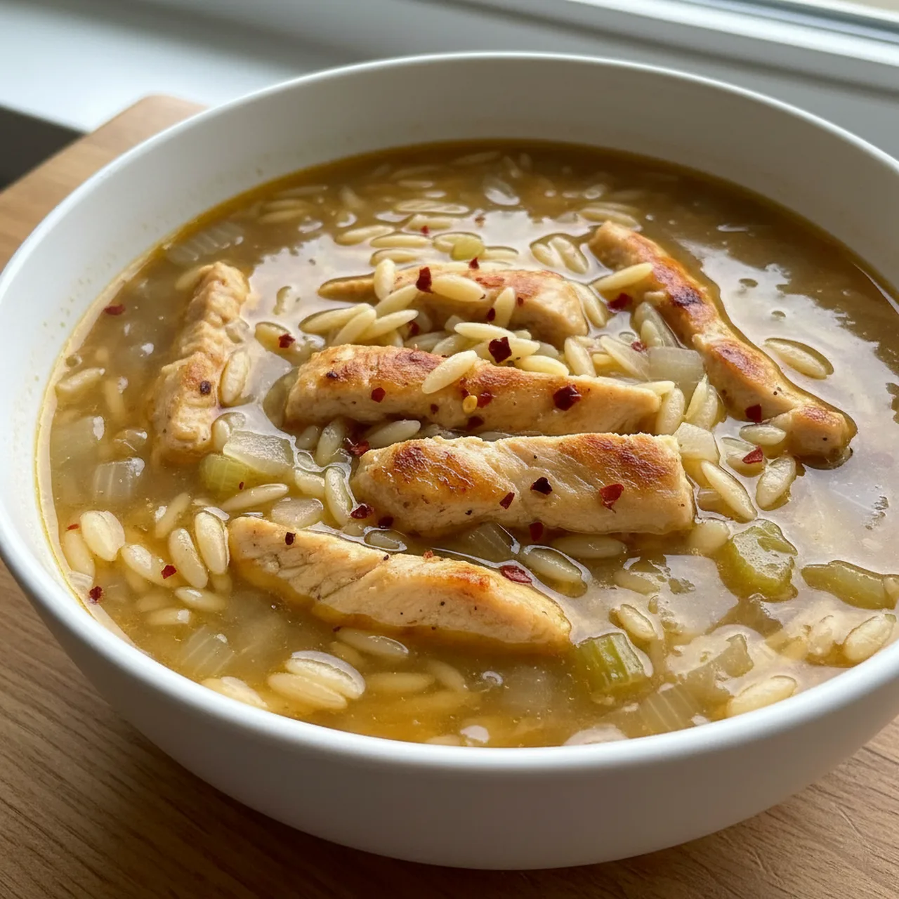 Toasted Orzo and Chicken Soup