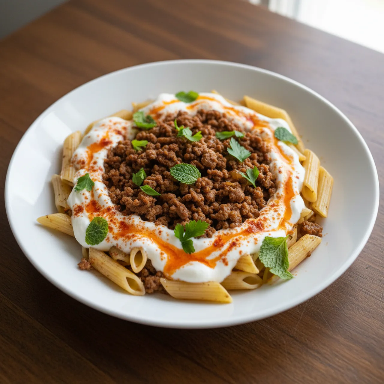 Turkish Lamb Pasta with Garlic Yogurt and Paprika Butter