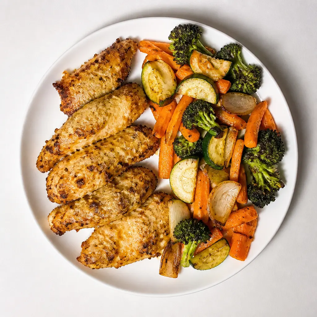Baking Tray Smoky Parmesan Chicken Tenders & Veggies