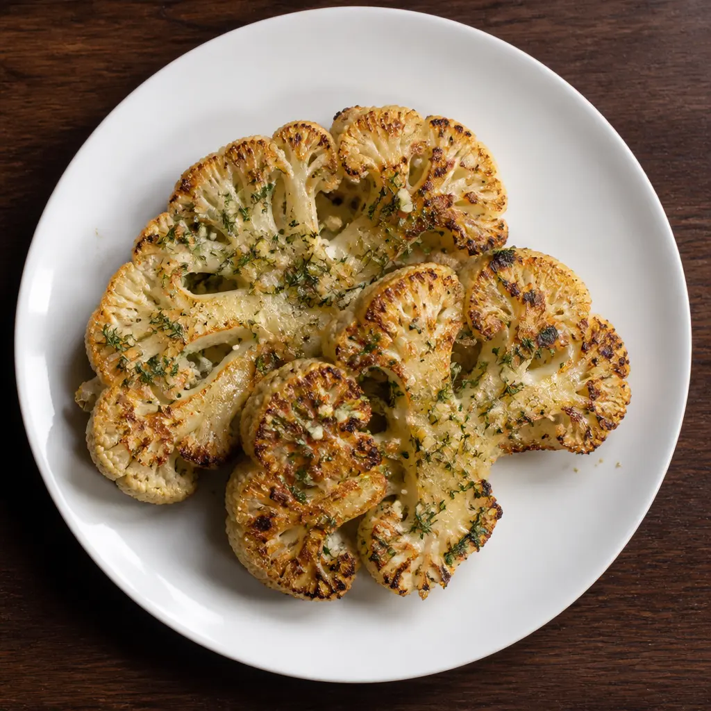 Cauliflower Steaks with Garlic and Dill