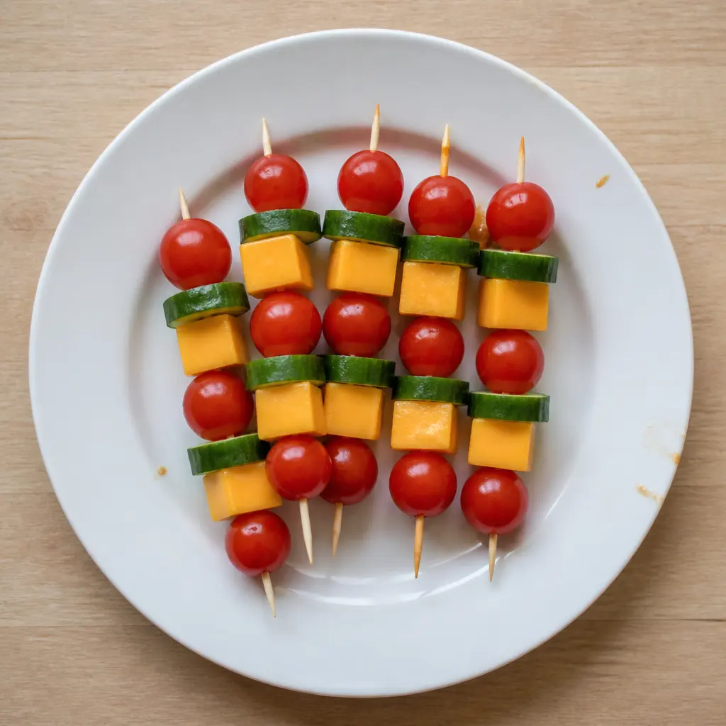 Cheesy Cucumber and Tomato Snack Stacks