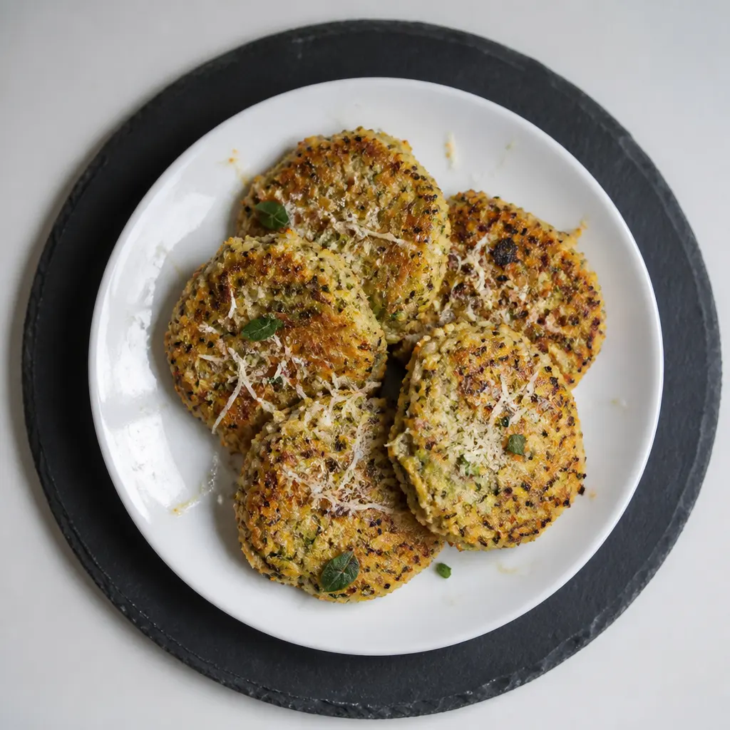 Cheesy Garlic Quinoa Courgette Fritters