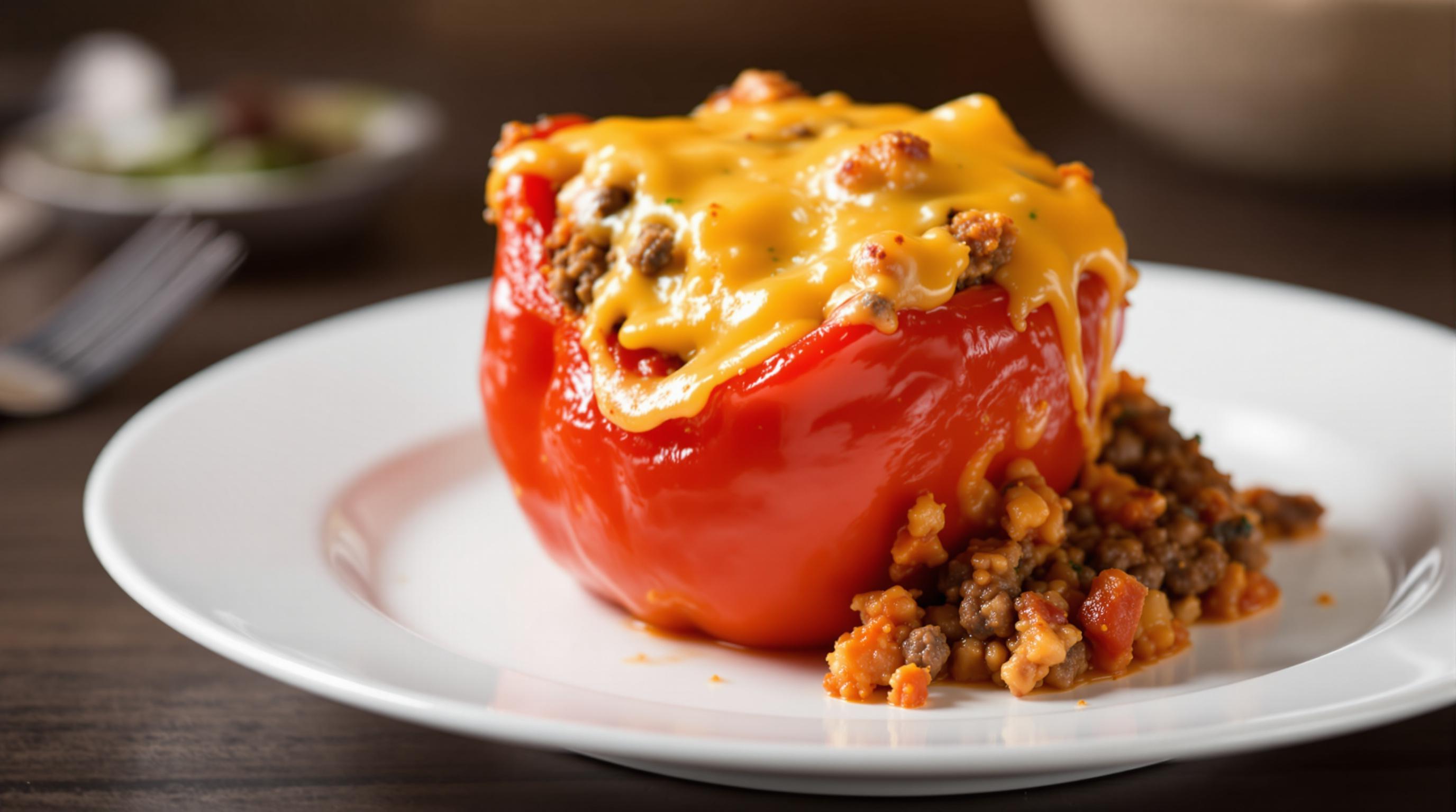 Cheesy Ground Beef and Stuffed Pepper Casserole
