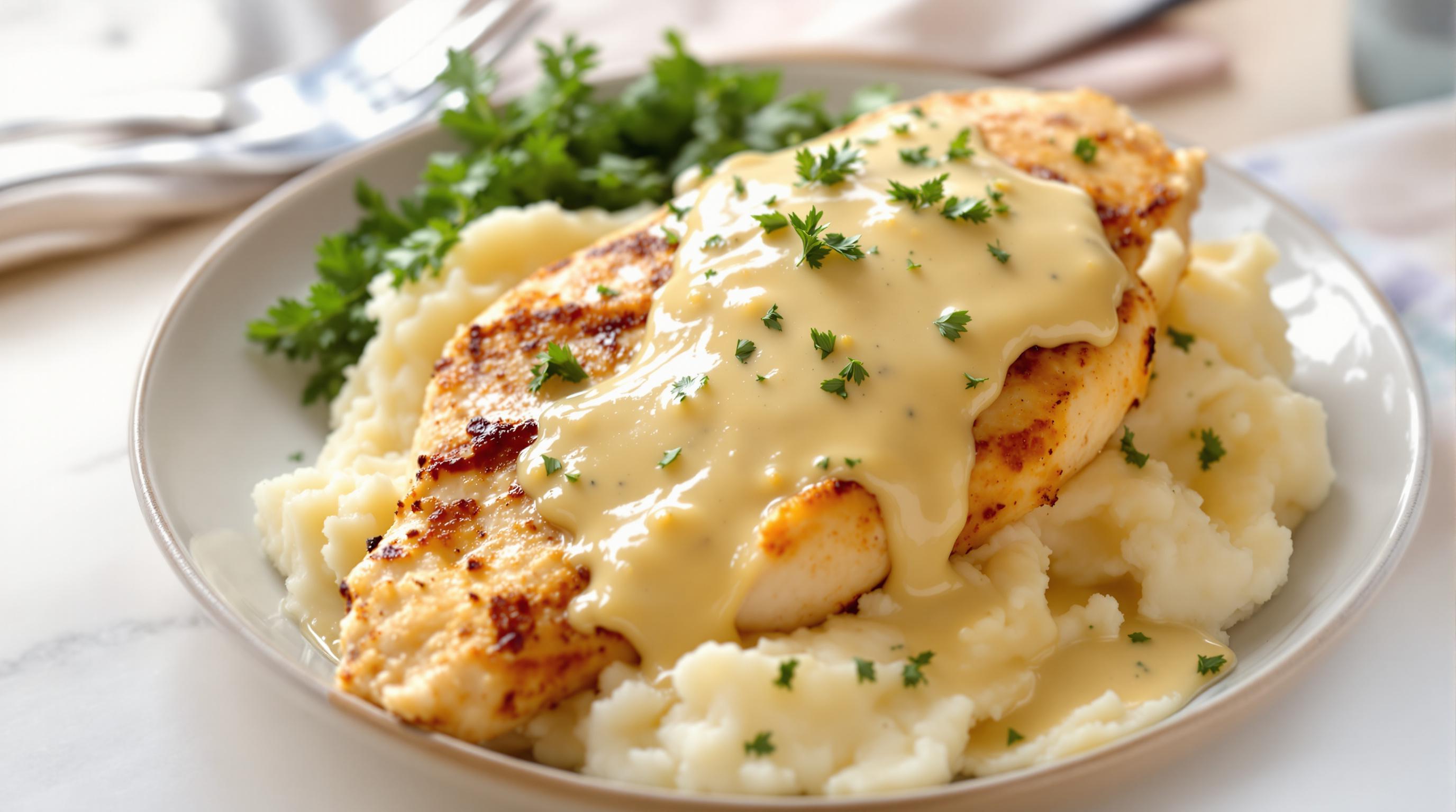 Chicken with Creamy Dijon Sauce and Mashed Potatoes