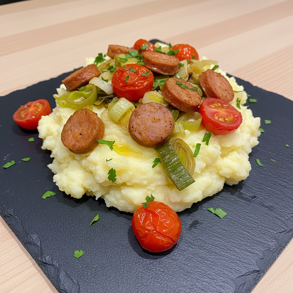 Chorizo, Tomato, and Leek Winter Warmer Bowl