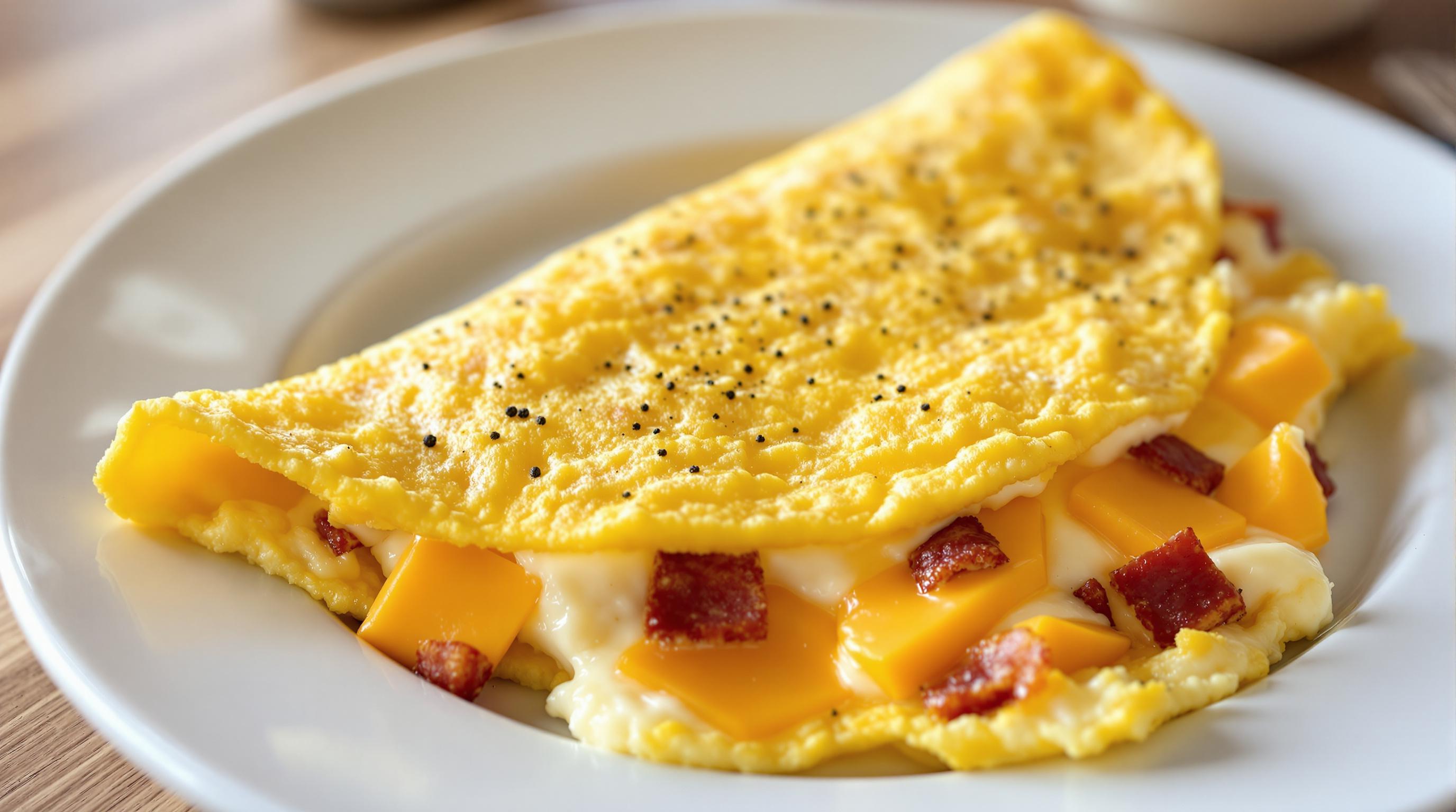 Cottage Cheese Omelette with Bacon and Cheddar