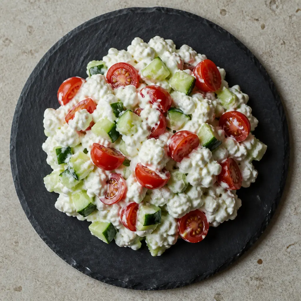 Cottage Cheese with Cucumber and Tomato