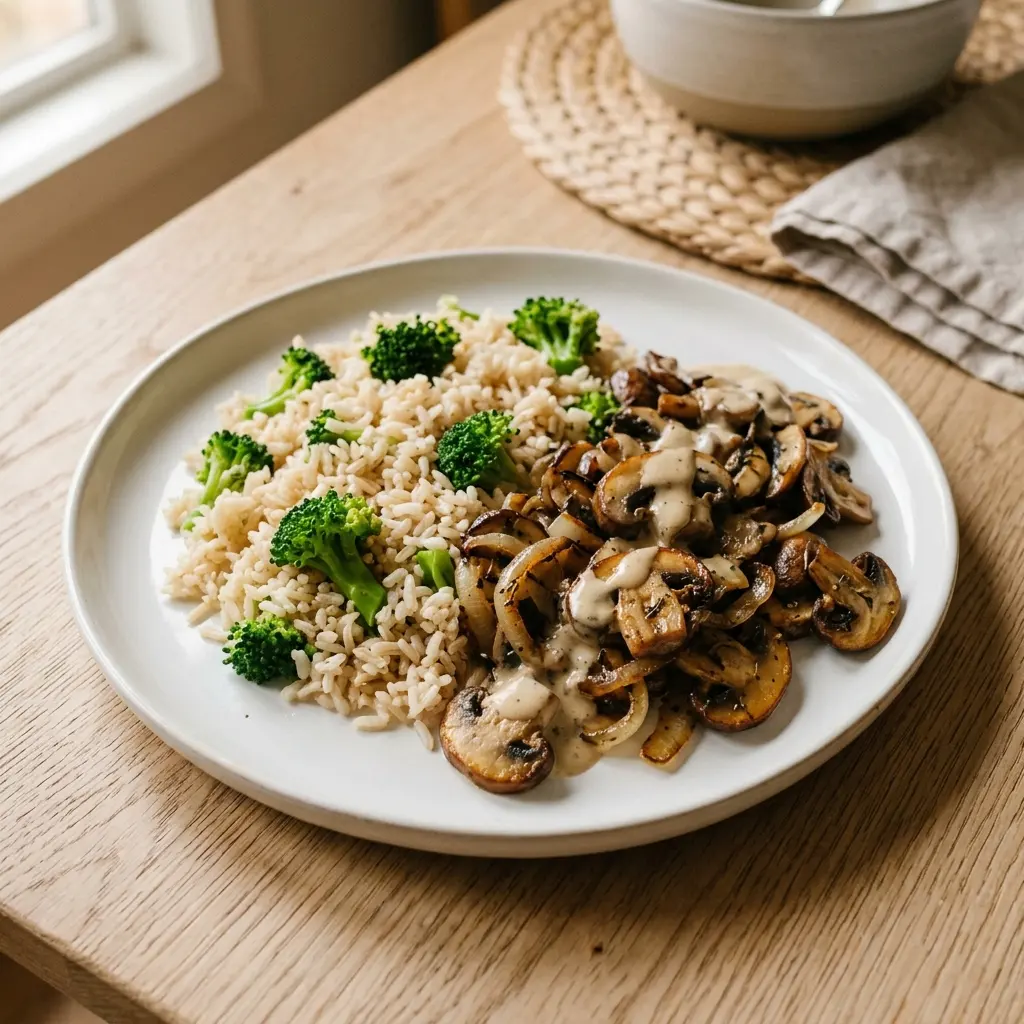 Creamy Mushrooms and Rice