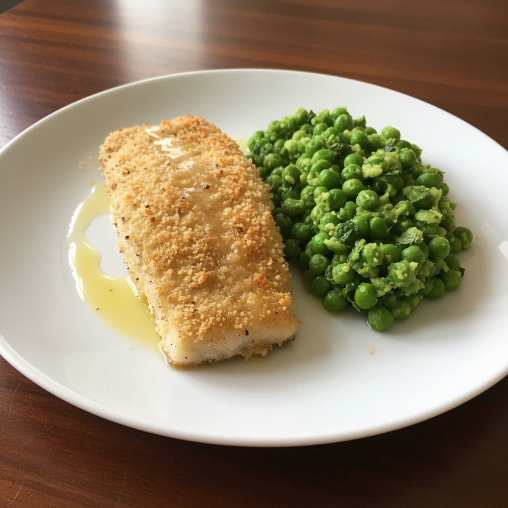 Crispy Baked Haddock with Minted Peas