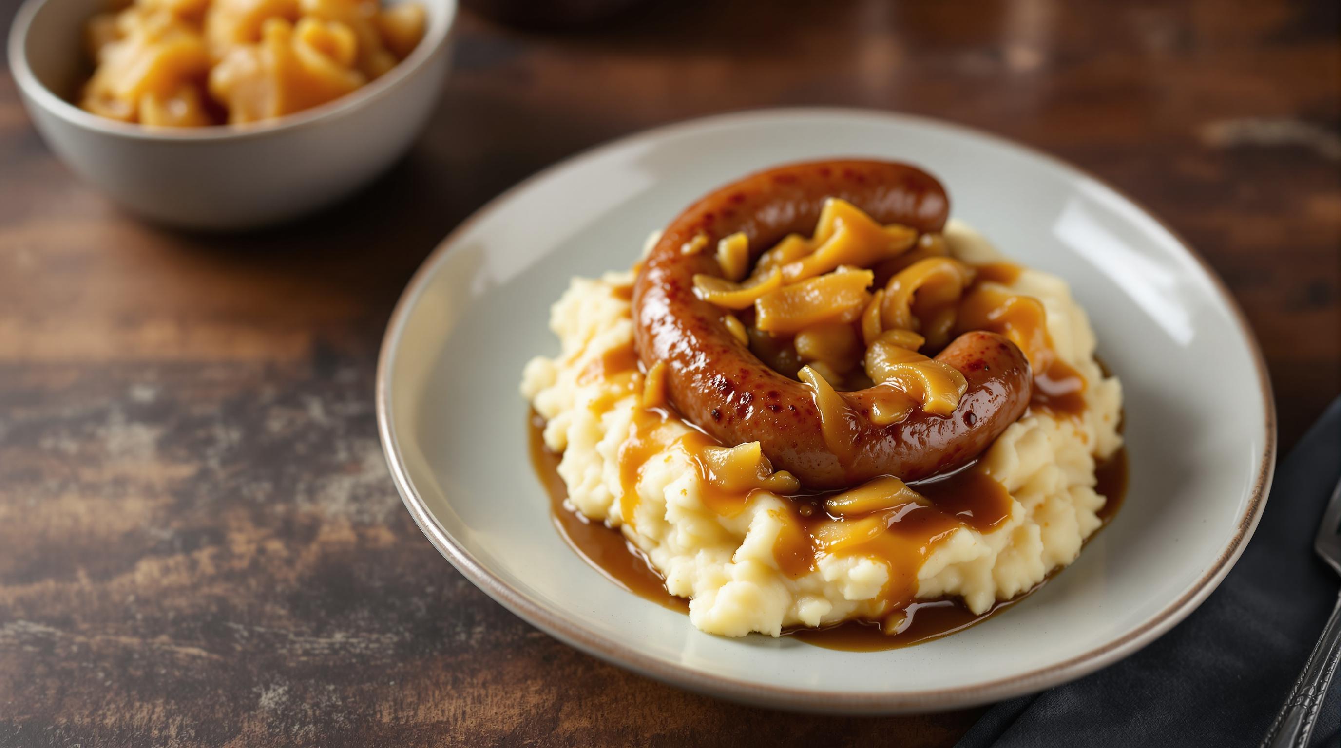 Cumberland Sausage with Mash and Onion Gravy