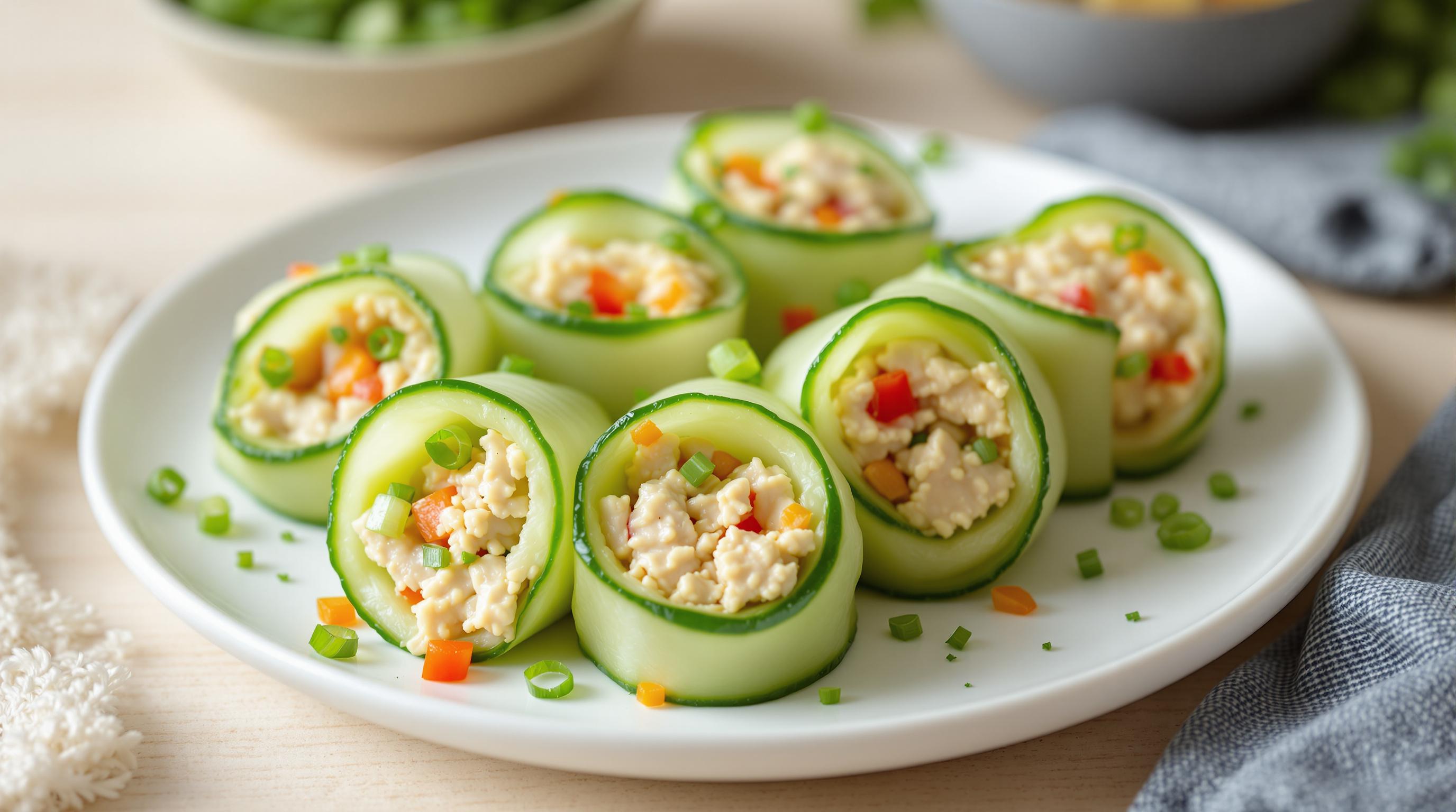 Easy Cucumber Tuna Rolls| Low Carb | High Protein 30g | 10-Minute Lunch