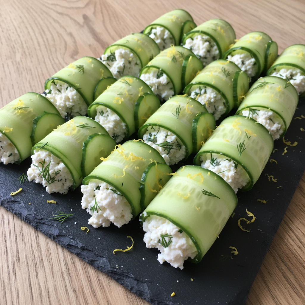 Feta-Stuffed Cucumber Rolls