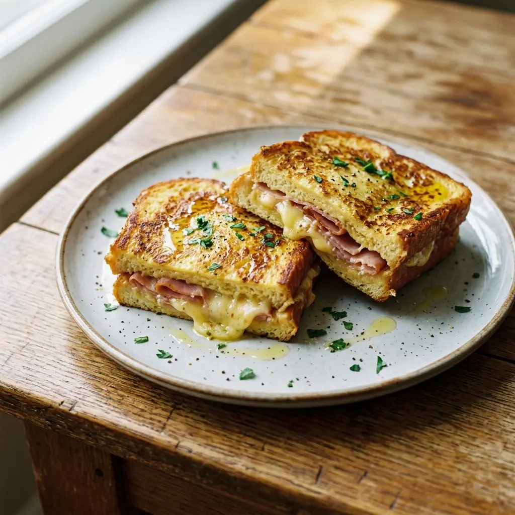 French Toast with Ham and Cheddar