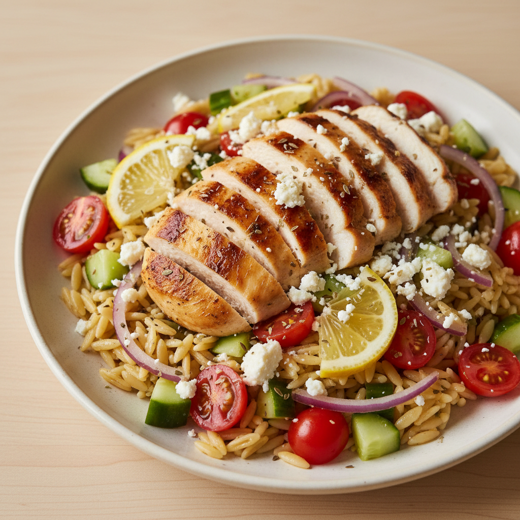 Greek Chicken Orzo Salad