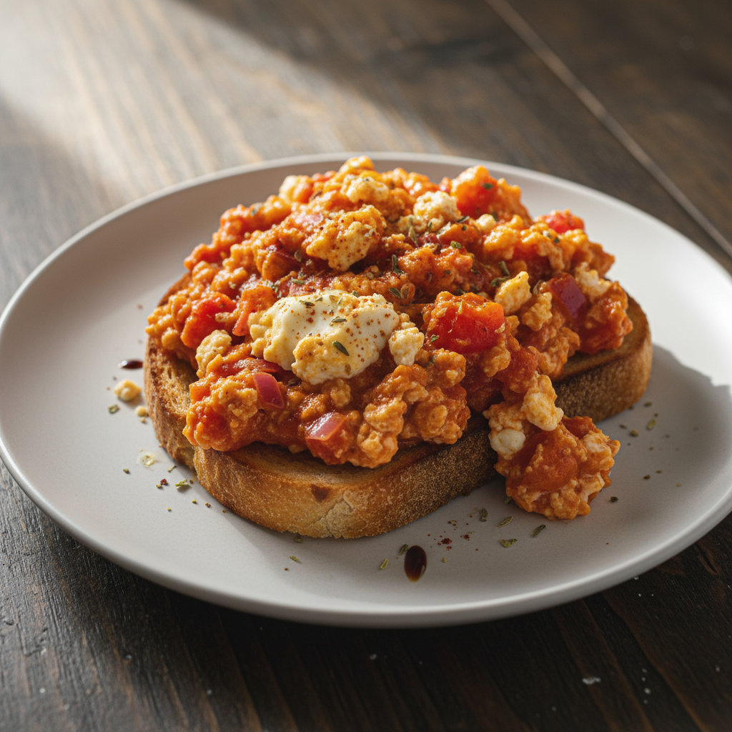 Greek Strapatsada on Toast