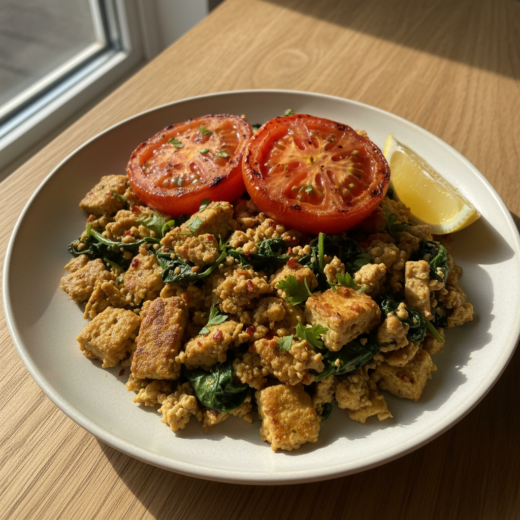 Grilled Tomato and Tofu Scramble