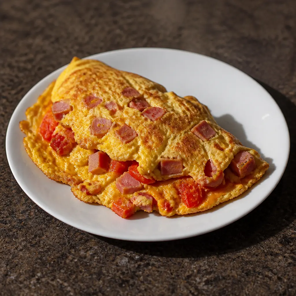 Ham, Pepper, and Tomato Scramble