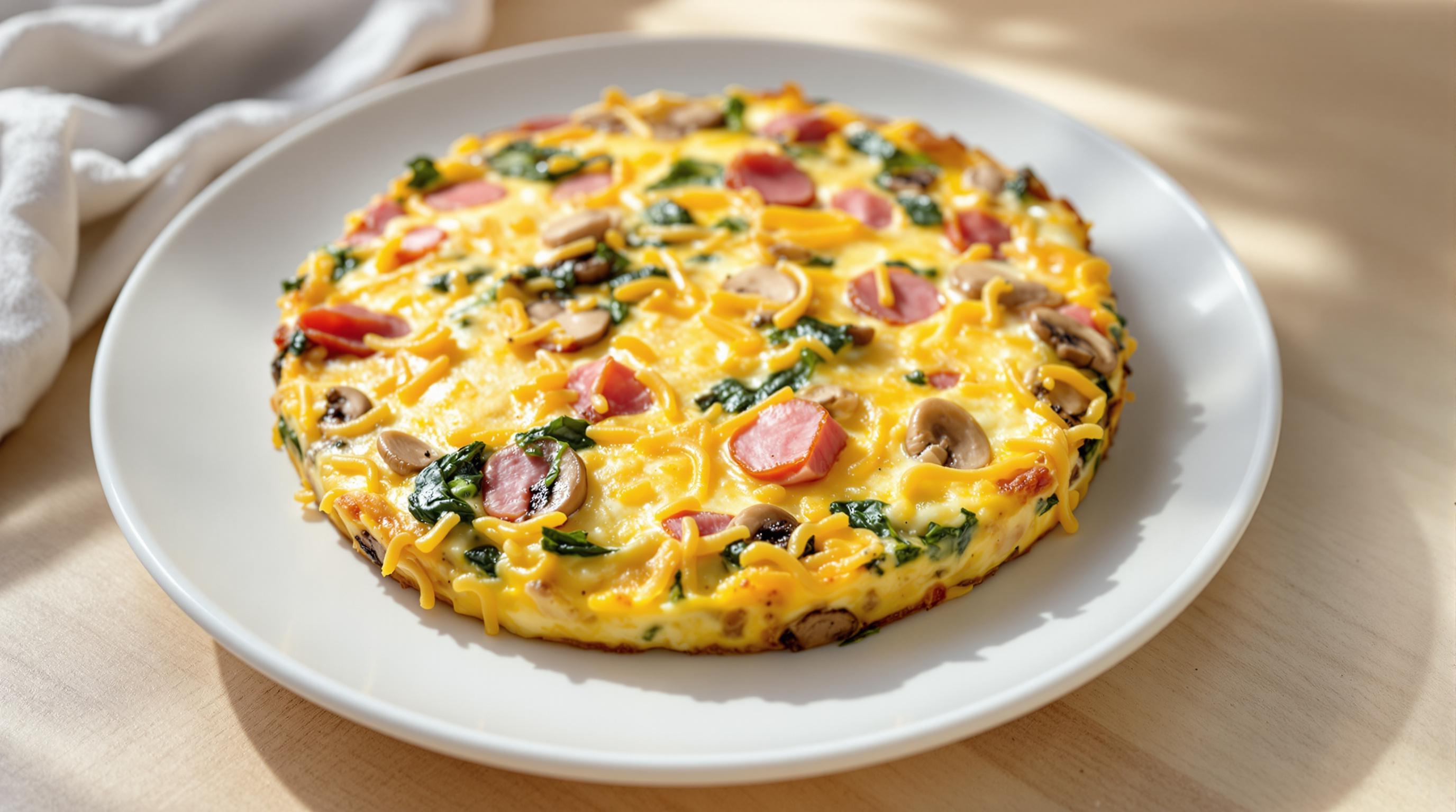 Ham, mushroom & spinach frittata